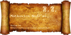 Matkovics Noémi névjegykártya